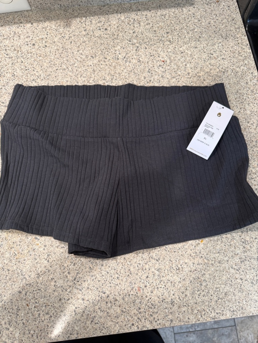 Spiritual Gangster Ribbed High-Waist Black Bike Shorts